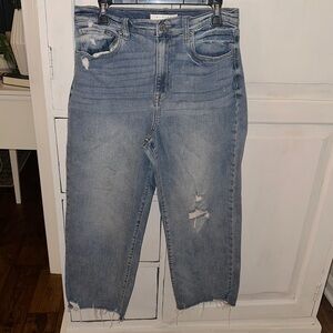 Eunina Light Blue Distressed Cropped Jeans